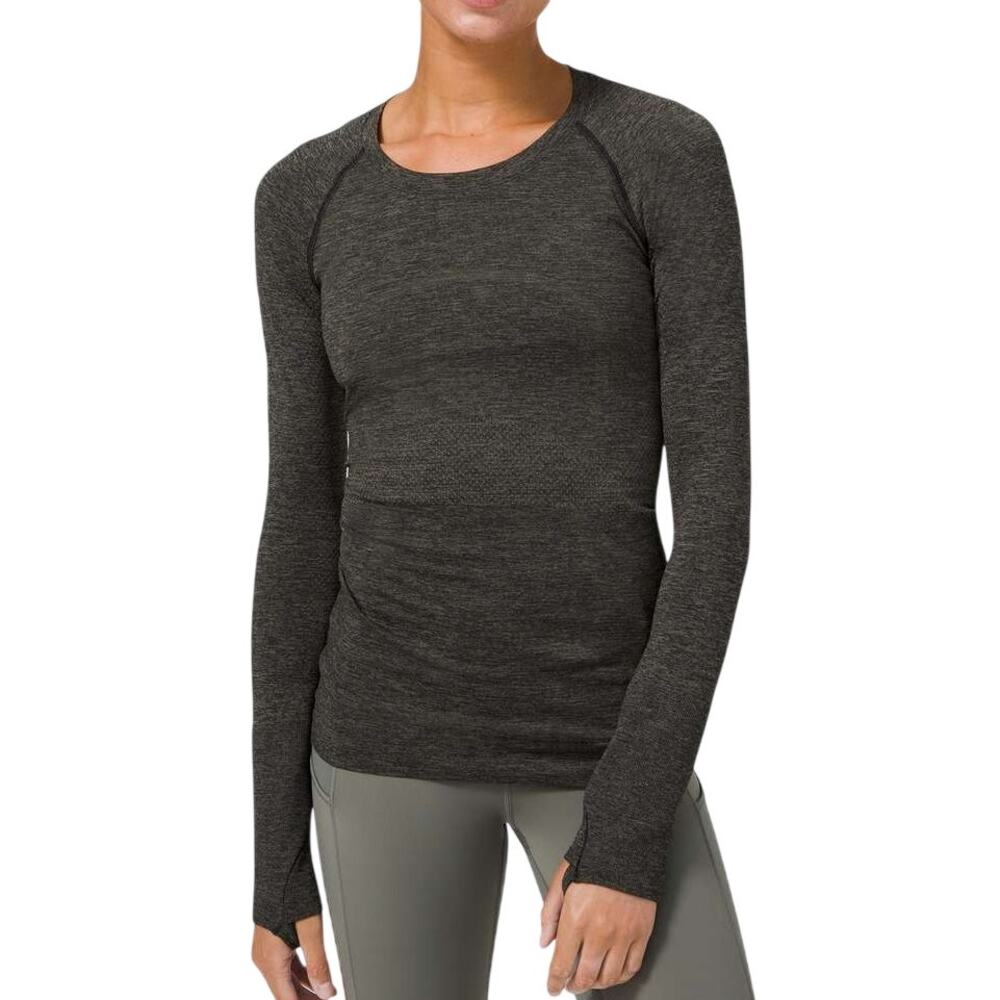 Lululemon Swiftly Tech Long Sleeve Crew 2.0 4 Heathered Army Green Black